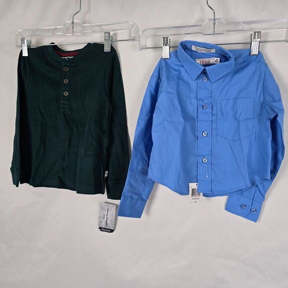 Tommy Bahama & Izod Shirts Boys 4 XS Green & Blue 1 Pullover & 1 Button Down NWT - Picture 15 of 15